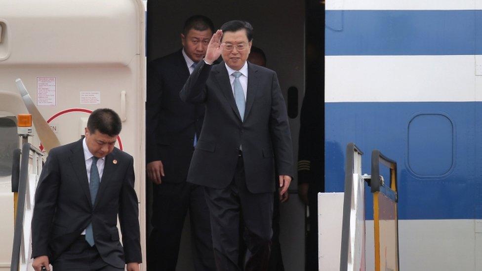 Zhang Dejiang arrives in Hong Kong