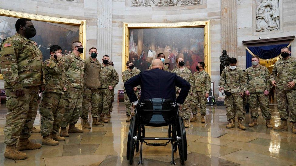 U.S. Rep. Brian Mast leads a tour for members of the National Guard