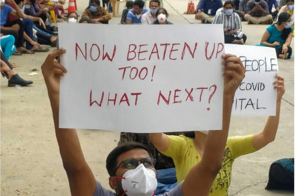 Dr Reddy, in the front, at a protest.