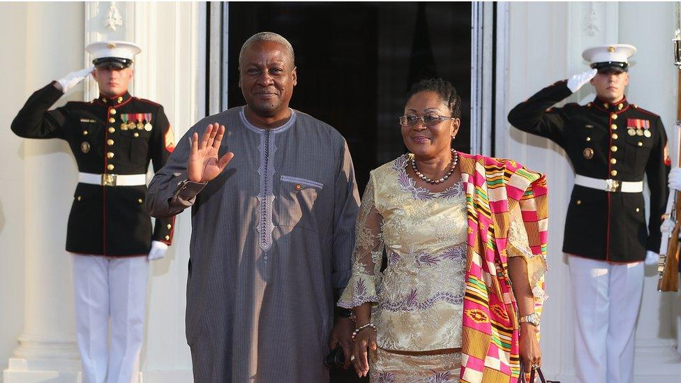 President Mahama and his wife Lordina at the White House in 2014.