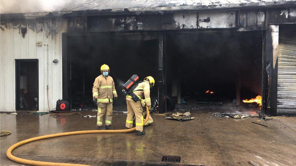 Fire at tyre centre in Ballymoney