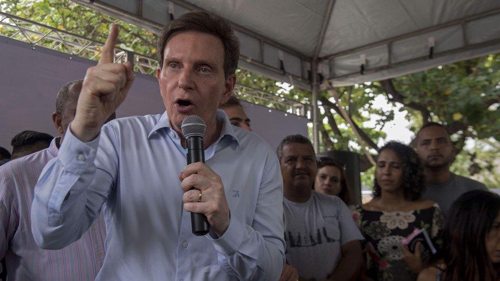 Mayor Marcelo Crivella speaks during an event