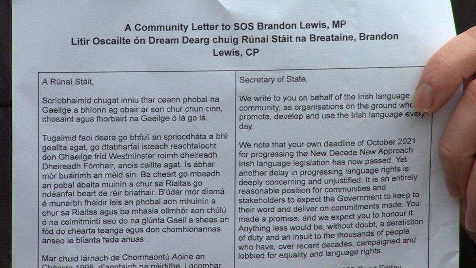 A letter from Irish language groups to Brandon Lewis