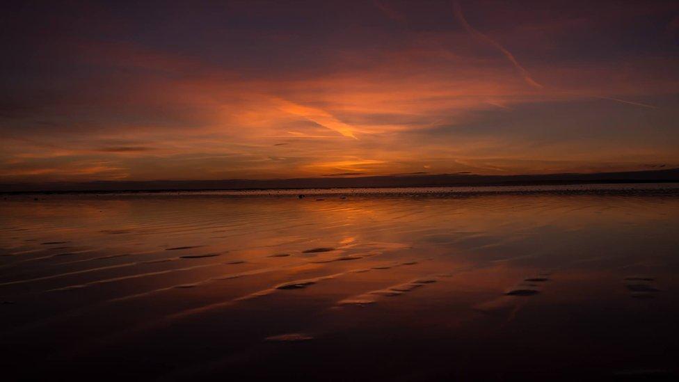 Sunset at Cefn Sidan beach in Carmarthenshire