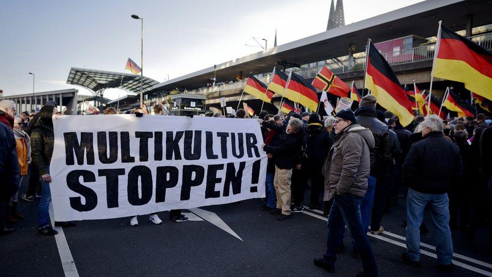 Pegida march in Cologne, 9 Jan 16