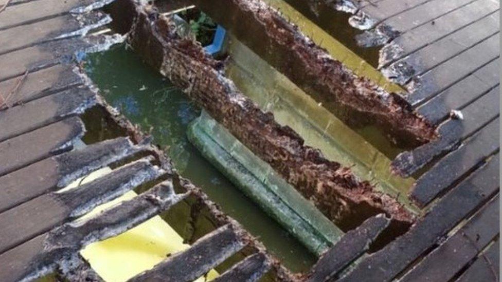 Swiss Bridge damaged by fire