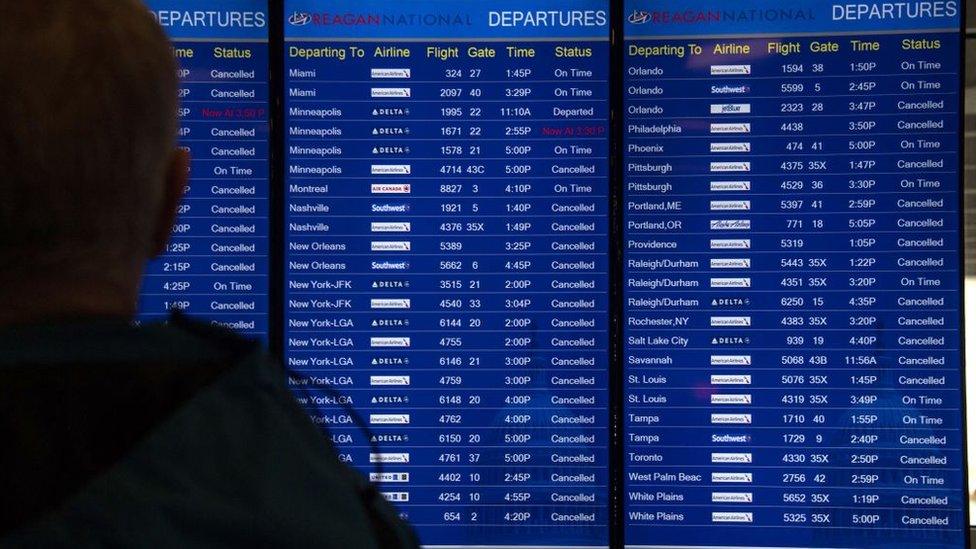 Airlines have cancelled thousands of flights in an out of the US