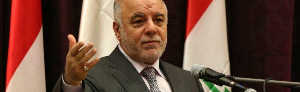 Iraqi Prime Minister Haider al-Abadi at a news conference in Baghdad - 27 June 2015