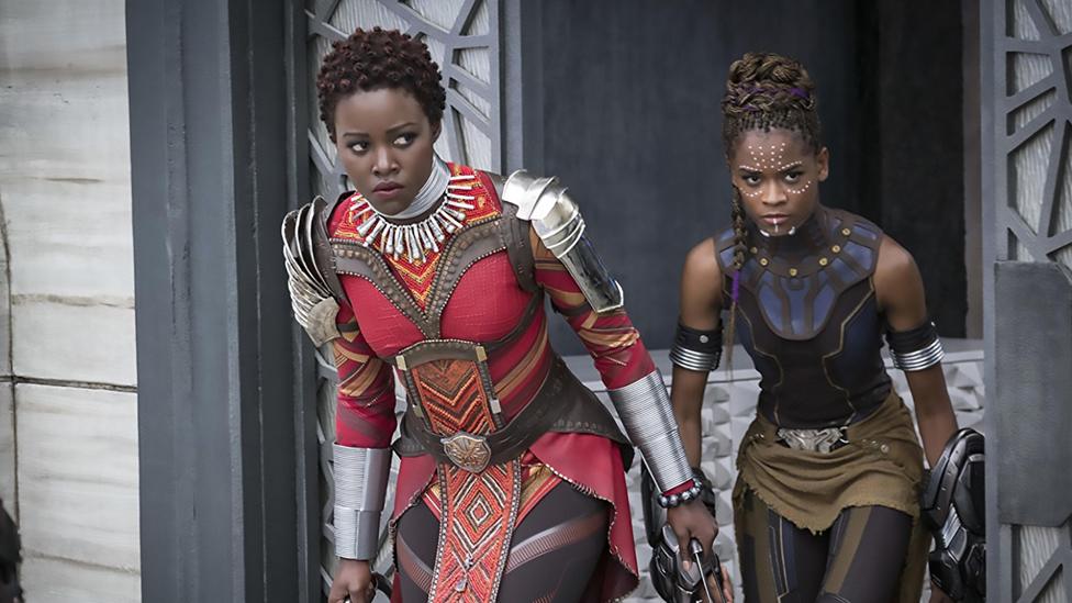 Lupita Nyong'o and Letitia Wright in Black Panther