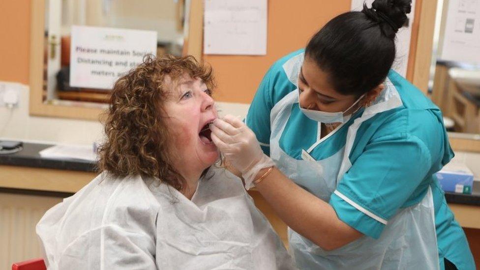 A woman being tested for Covid