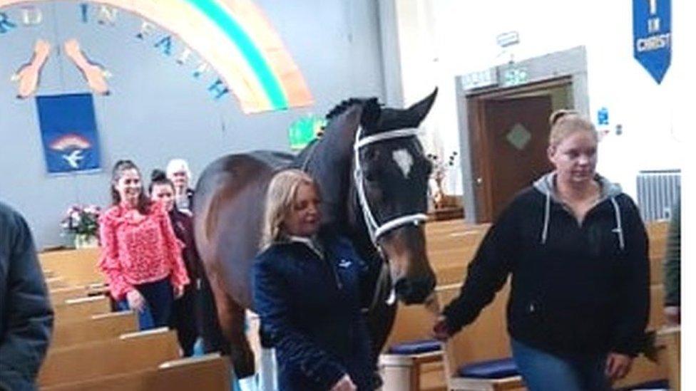 Olly the horse in church