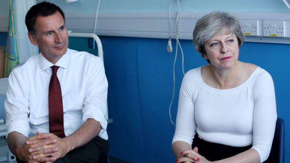 British Prime Minister Theresa May and British Secretary of State for Health Jeremy Hunt