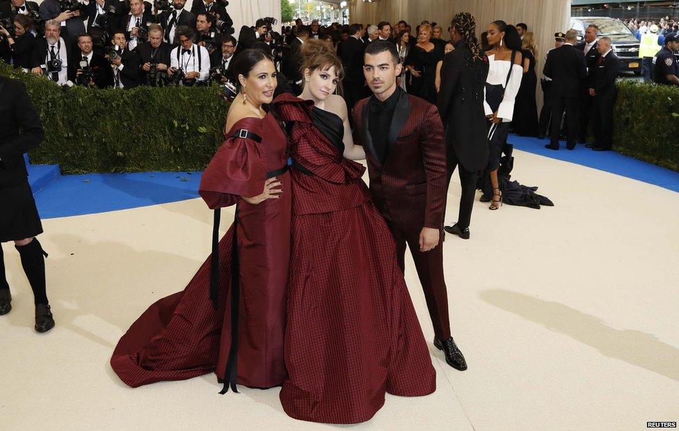 Jenni Konner, Lena Dunham and Joe Jonas