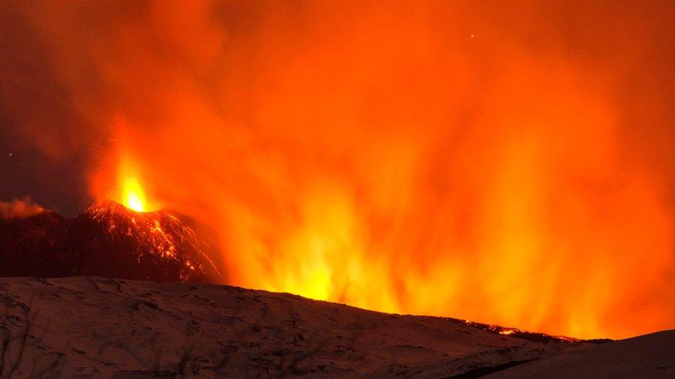 Mount Etna erupting, 15 March