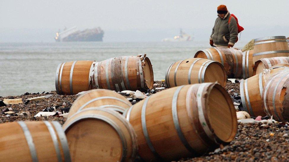 Barrels on Branscombe beach