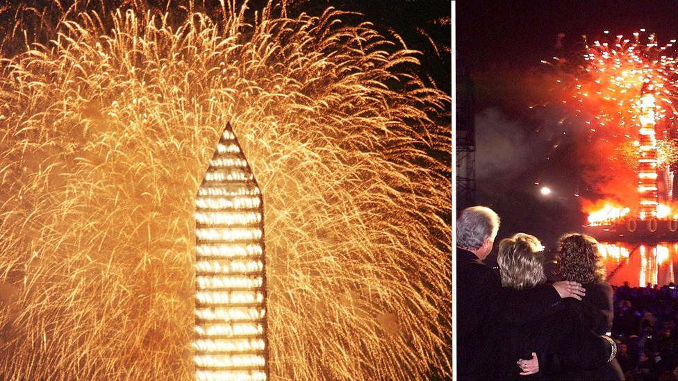 Fireworks on the national mall Jan 1, 2000