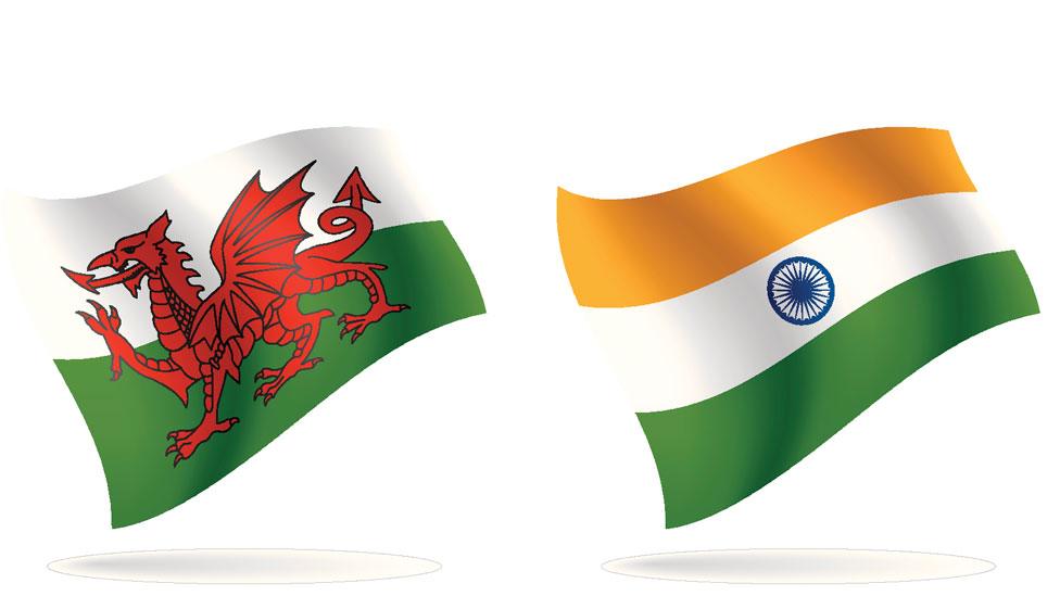 Wales and India flags