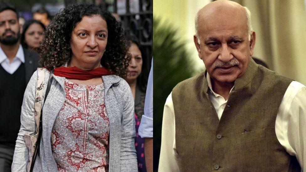 L-R Priya Ramani, MJ Akbar