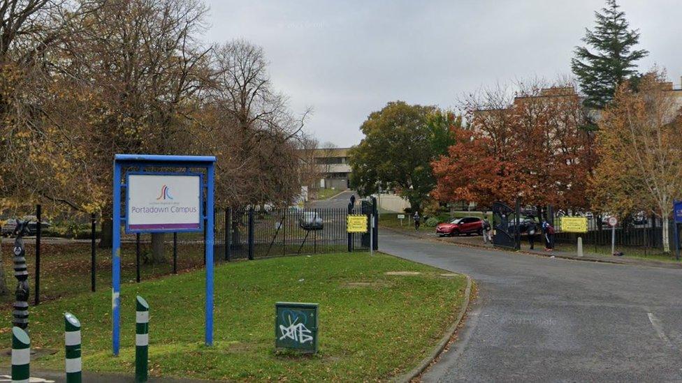 An image of the front gate of the Craigavon Senior High School campus in Portadown