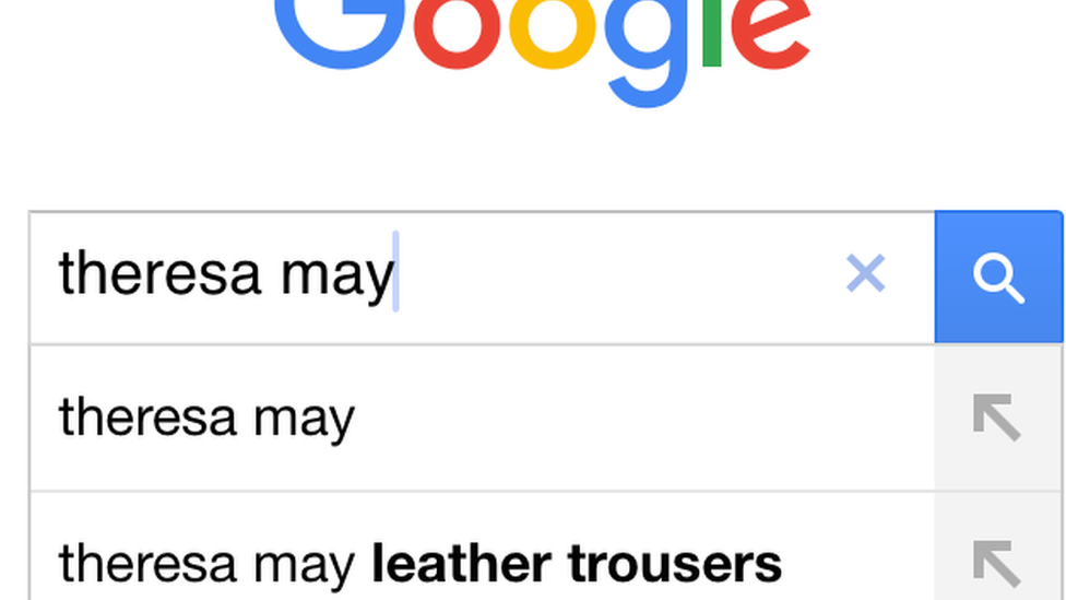 Screen shot of Google searches for Theresa May