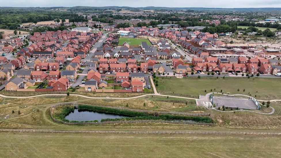 Aerial view of estate and park