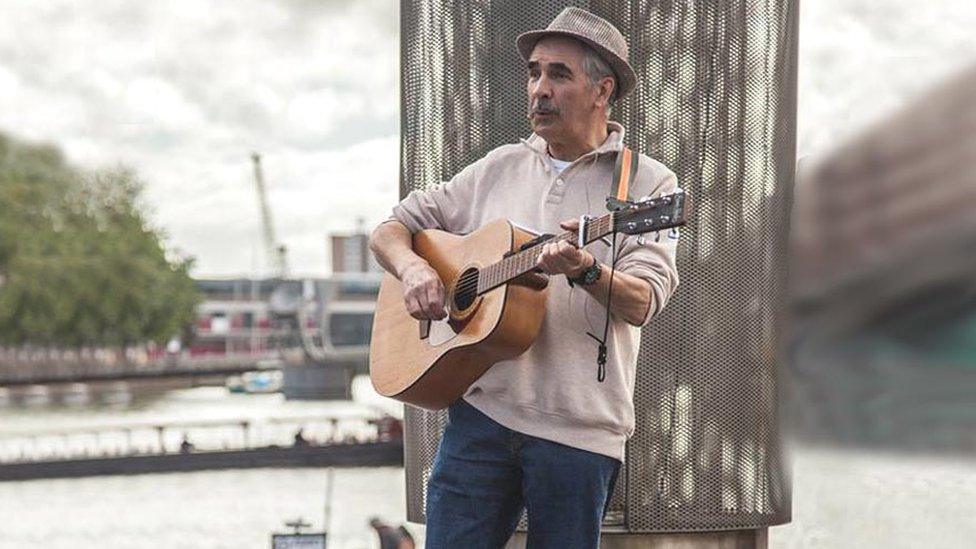 Trevor busking in Bristol