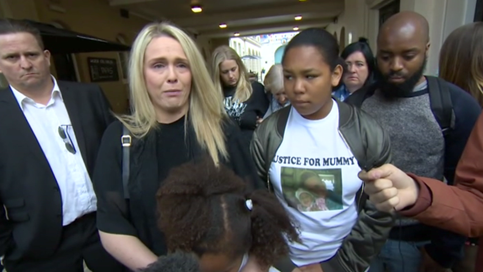 Ebony Hollands speaking outside the coroner's court