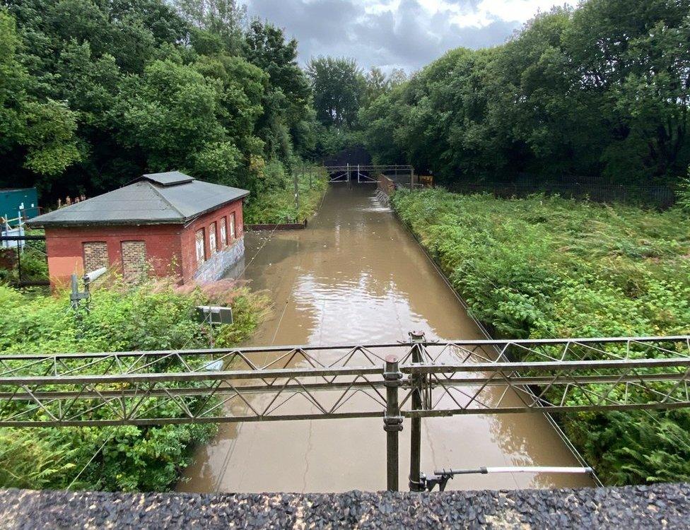 Flooded railway line