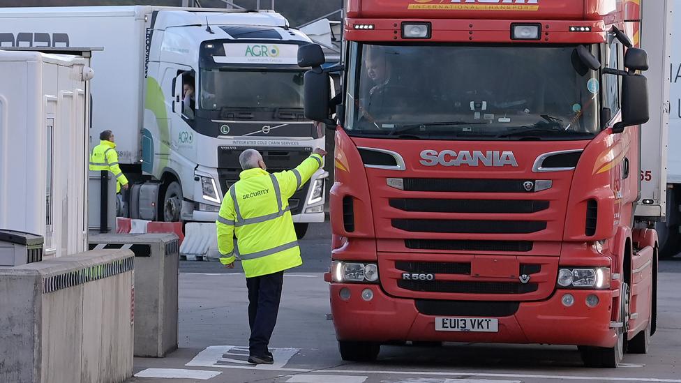 Truck being stopped