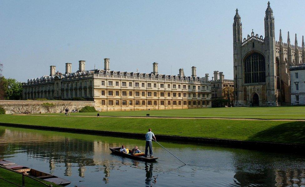 King's College, Cambridge and a punt on the River Cam