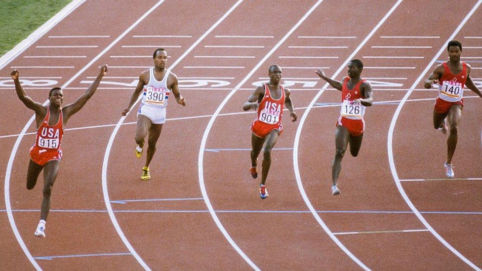 Men's 100m race in the 1984 Olympic Games