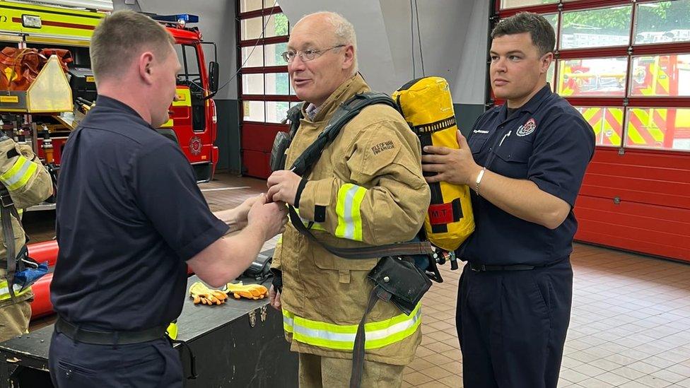 Sir John Lorimer at Douglas Fire Station