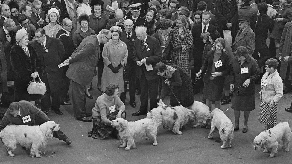 Queen Elizabeth II visiting the Crufts show