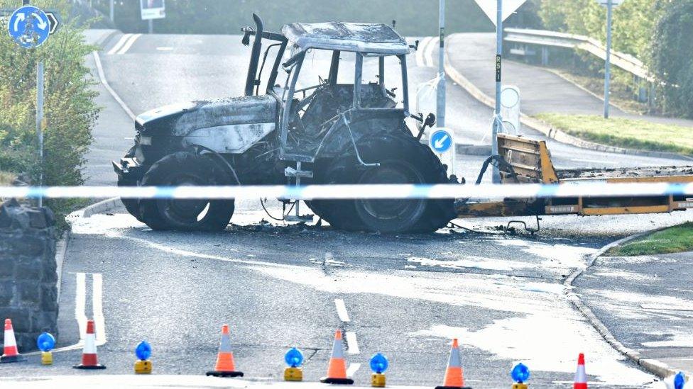 Damaged vehicle in Crumlin, County Antrim