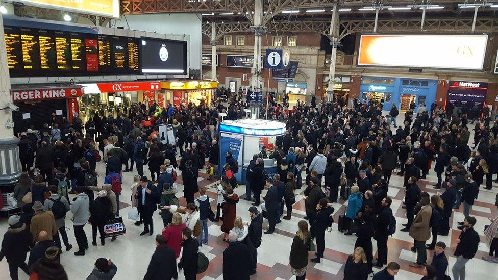 Commuters at London Victoria station