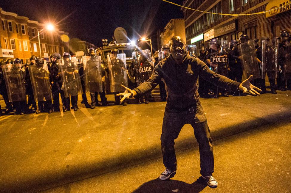 Riot police in Baltimore