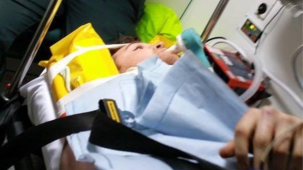 Matt Bishop in the ambulance