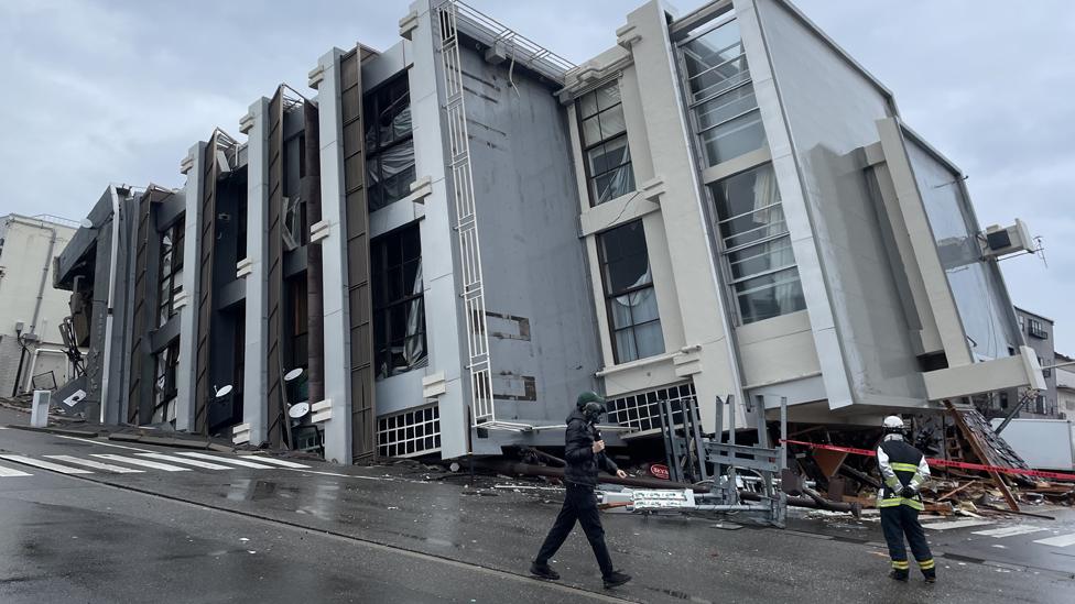 Destroyed multi-storey building in Wajima