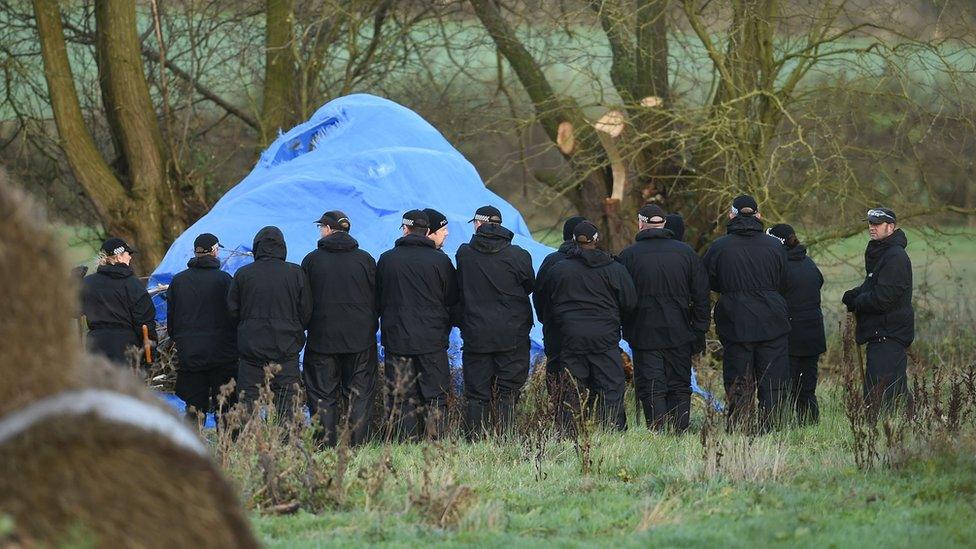 Police search a field off Ashby Road in Belton, Leicestershire