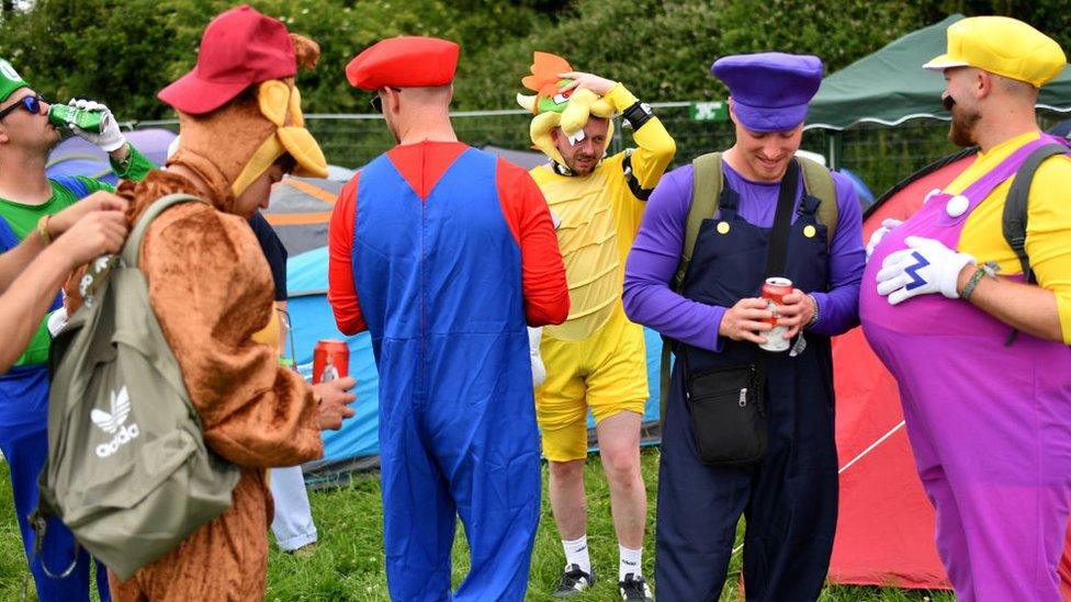 A group of friends from Shepton Mallet dress as characters from the computer game Mario Kart