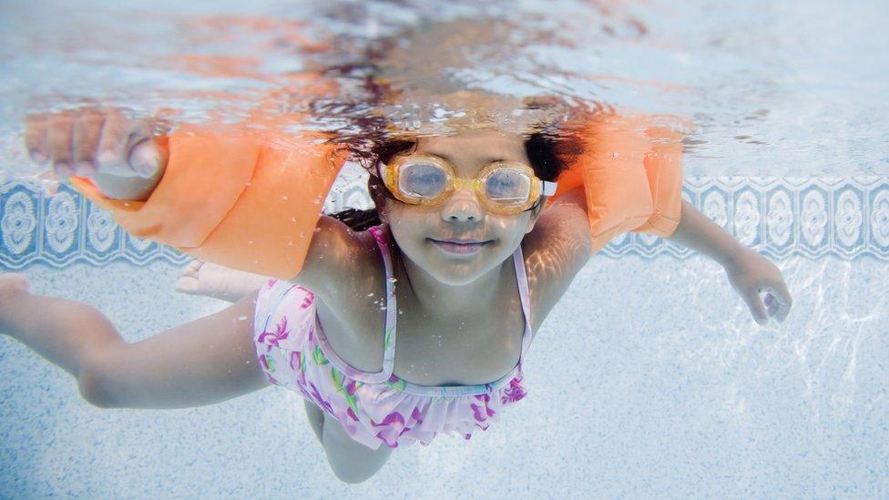 Girl swimming under water