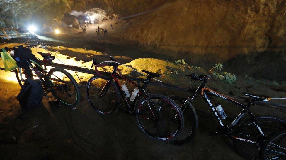 Bicycles pictured close to the cave's entrance