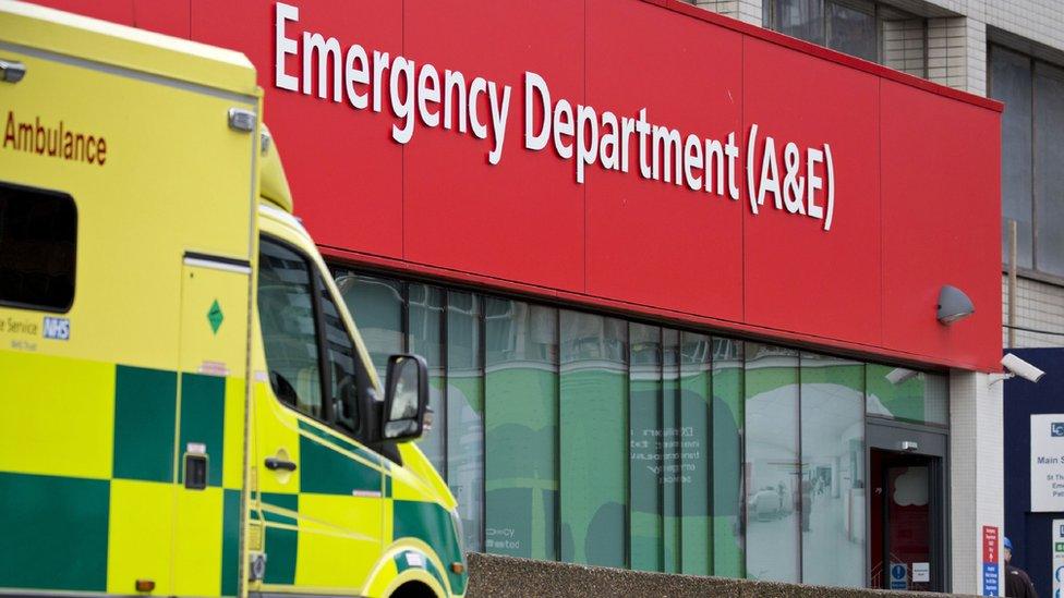 An ambulance parked at the Accident and Emergency department (A&E) at St Thomas' Hospital in London, 13 January 2017