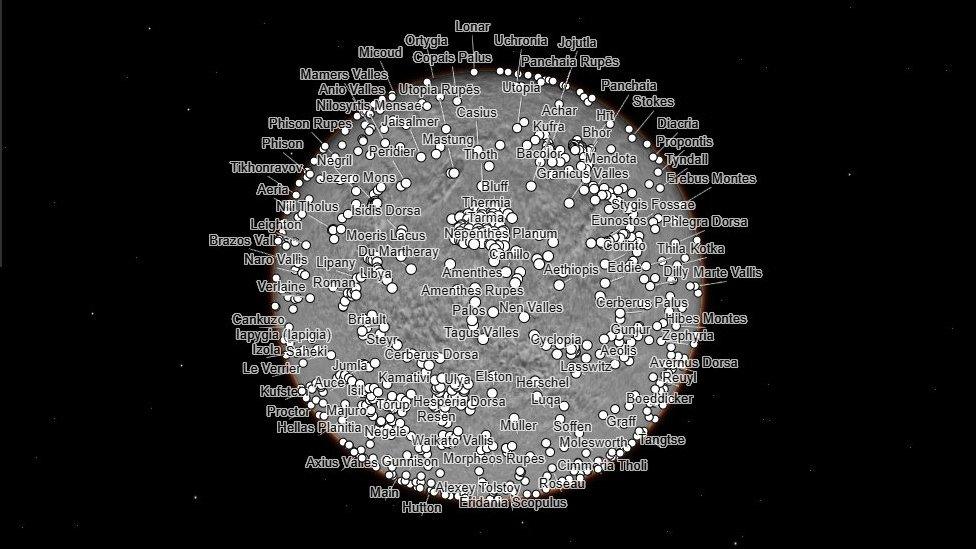 Nasa's new interactive map of Mars