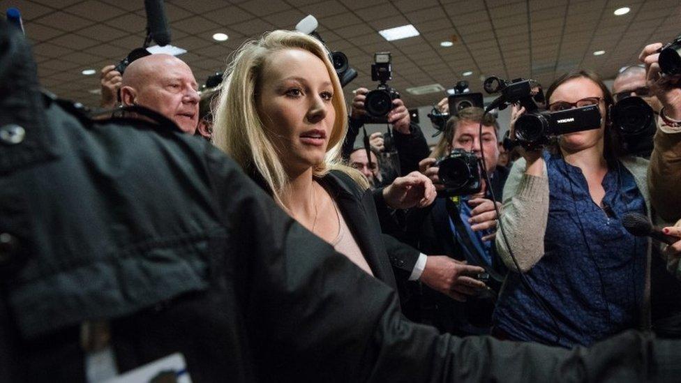 Marion Marechal Le Pen arrives at her headquarters in Marseille on 13 December 2015