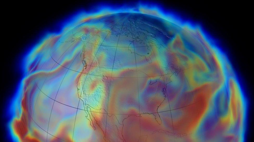 Visualisation depicting specific atmospheric humidity on June 17, 1993, during the Great Flood that hit the Midwestern United States