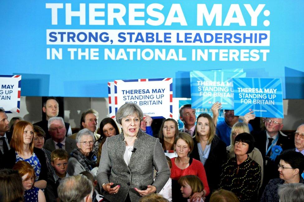 Theresa May at an election rally