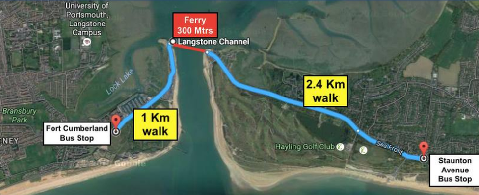 Map of Hayling Ferry location