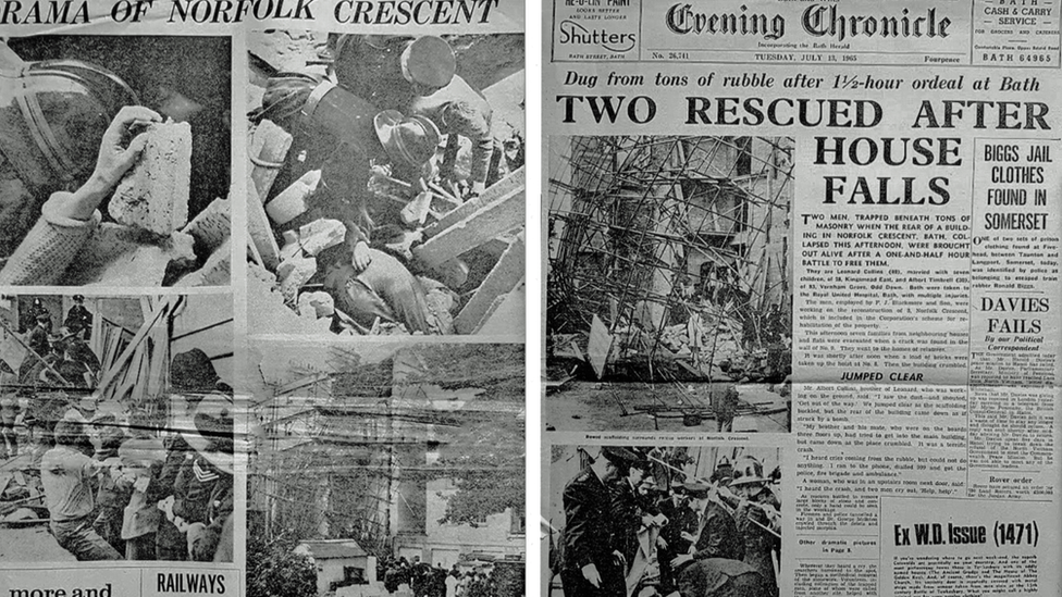 Newspaper spread of accident in 1966