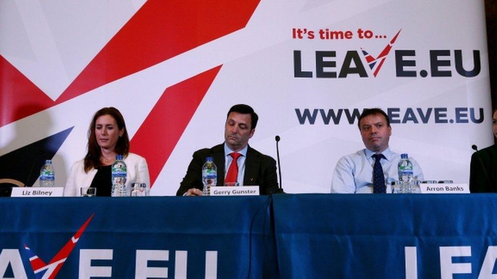 Liz Bilney, Gerry Gunster and Arron Banks in 2015